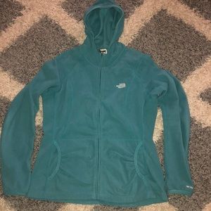 Blue north face zip up hoodie